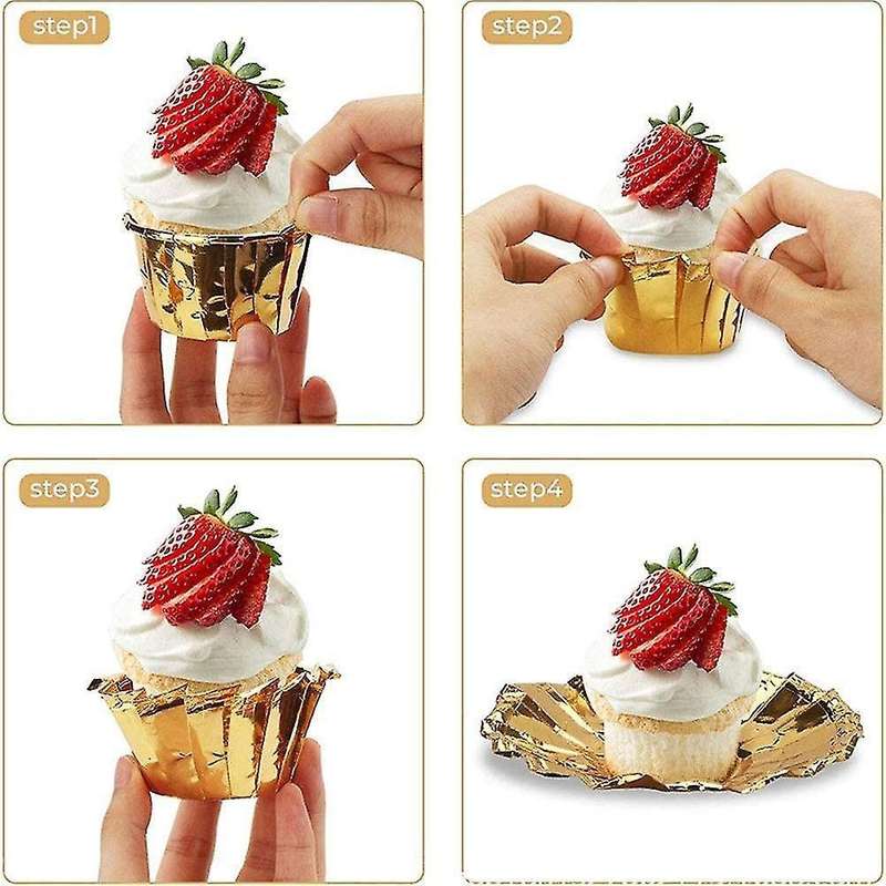Aluminum Foil Cupcake Wrappers Cupcake for Parties Baking 50pcs A
