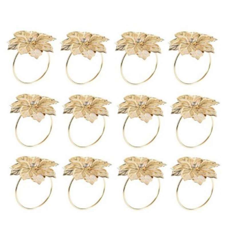 12pcs Alloy Flower Design Napkin Rings for Wedding Receptions
