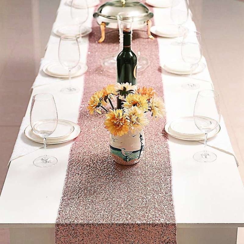 Sparkly Rose Gold Table 12x108 Inch for Wedding Party Table Cloth
