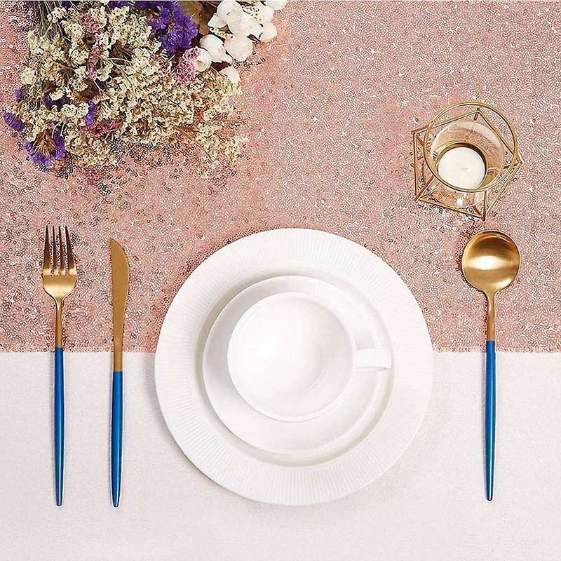 Sparkly Rose Gold Table 12x108 Inch for Wedding Party Table Cloth