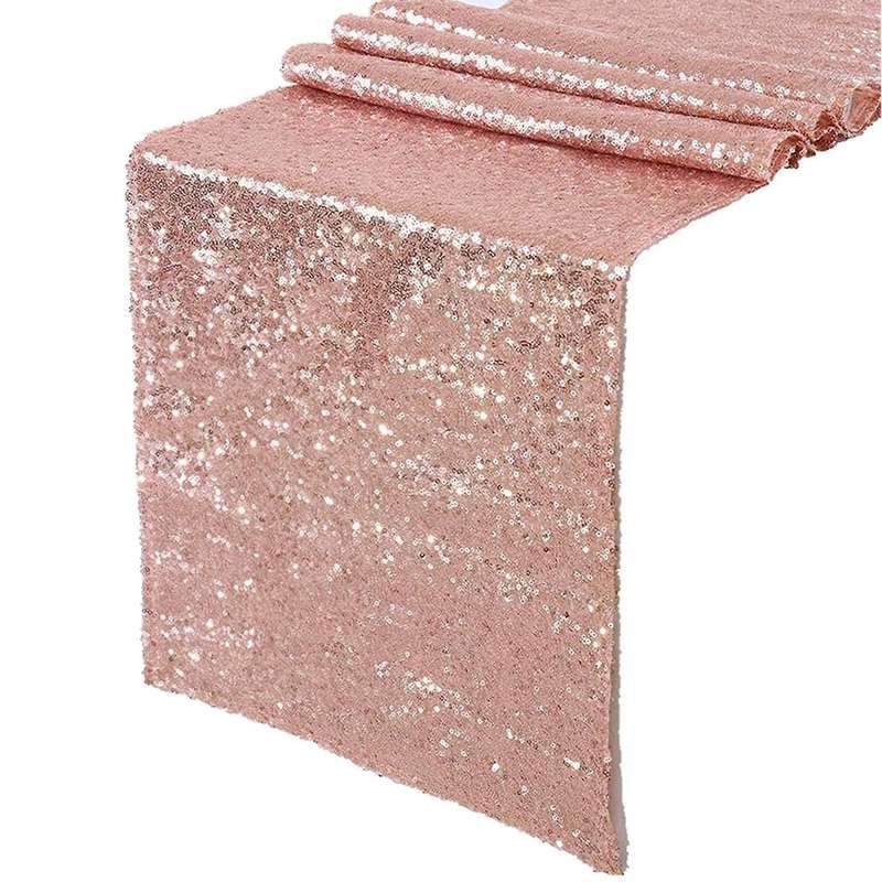 Sparkly Rose Gold Table 12x108 Inch for Wedding Party Table Cloth