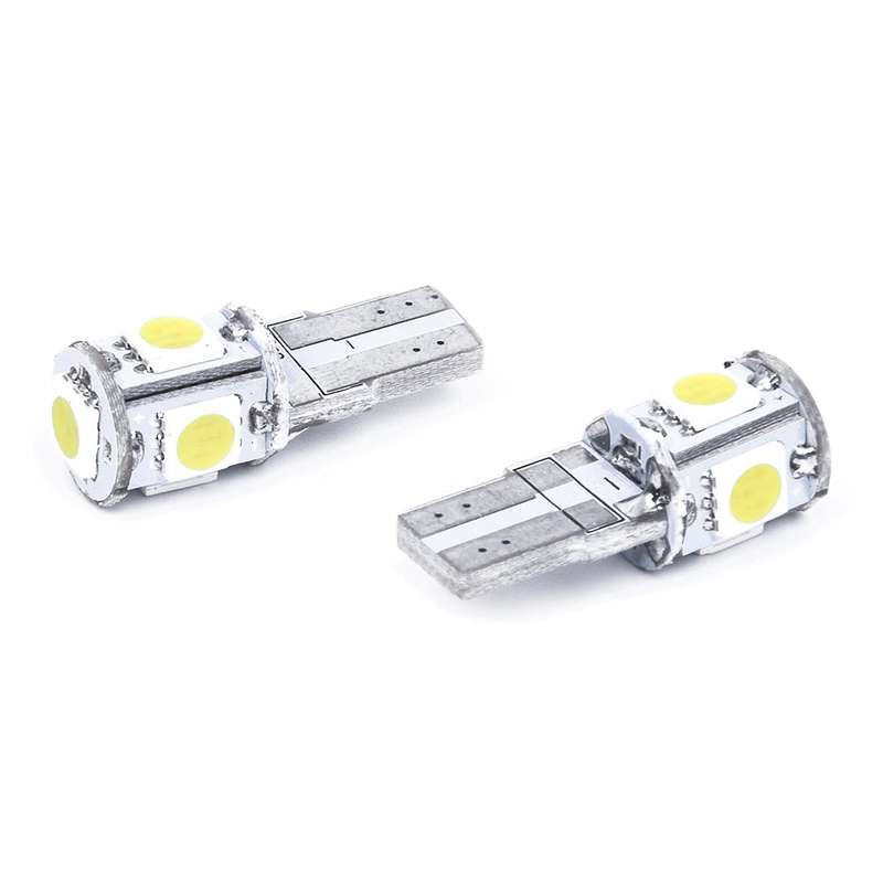 2x Ampoule 5 Led Smd W5w T10 Blanc Xenon Veilleuse Lumiere Voiture