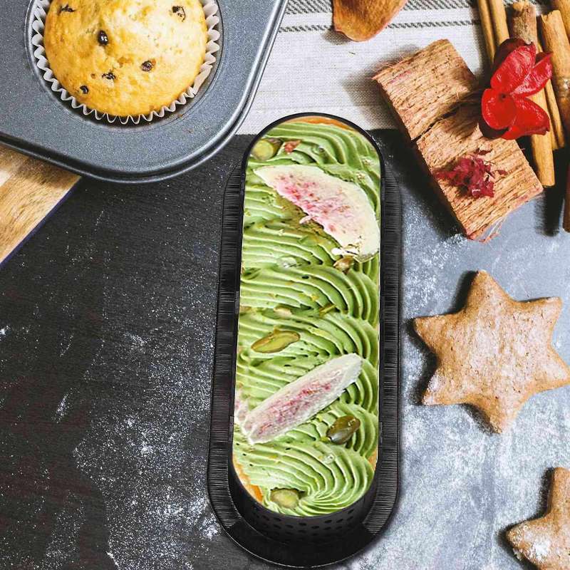 6pcs Oval Tart Rings Heat-resistant Perforated Cake Mousse Ring