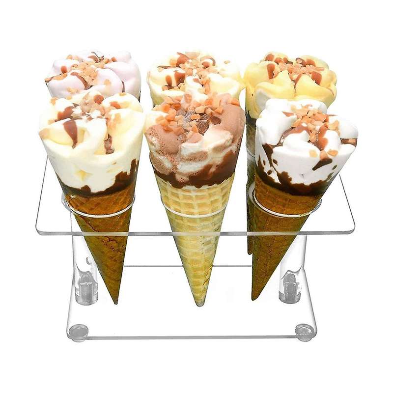 1pcs Cone Holder, Clear Acrylic Ice Cream Cone Holder, (6 Holes)