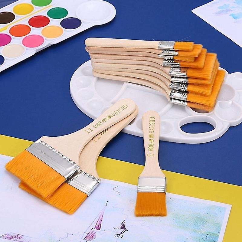 12 Pcs Flat Head Paint Brush Art Paintbrush Sets
