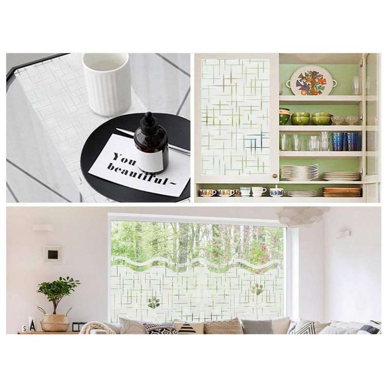 3d Cross Pattern Frosted Non-adhesive Static Sticker Privacy Film