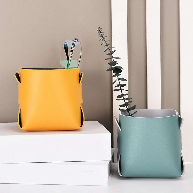 2pcs Leather Porch Key Storage Box Jewelry Brush Storage Basket,d