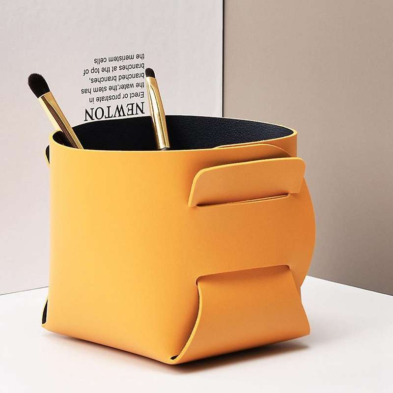 2pcs Leather Porch Key Storage Box Jewelry Brush Storage Basket,d