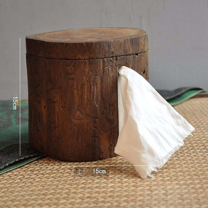 Vintage Wooden Paper Tube Tissue Box Bathroom Kitchen Paper Holder