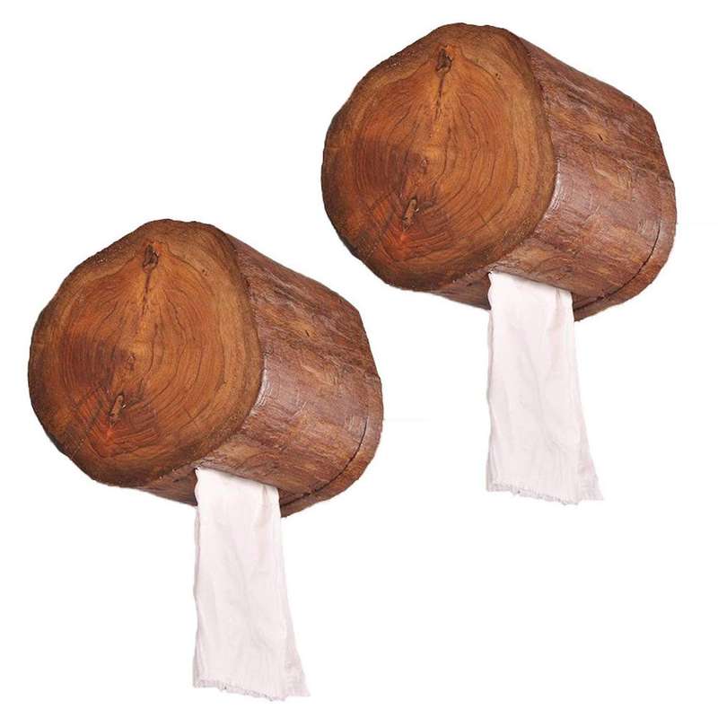Vintage Wooden Paper Tube Tissue Box Bathroom Kitchen Paper Holder