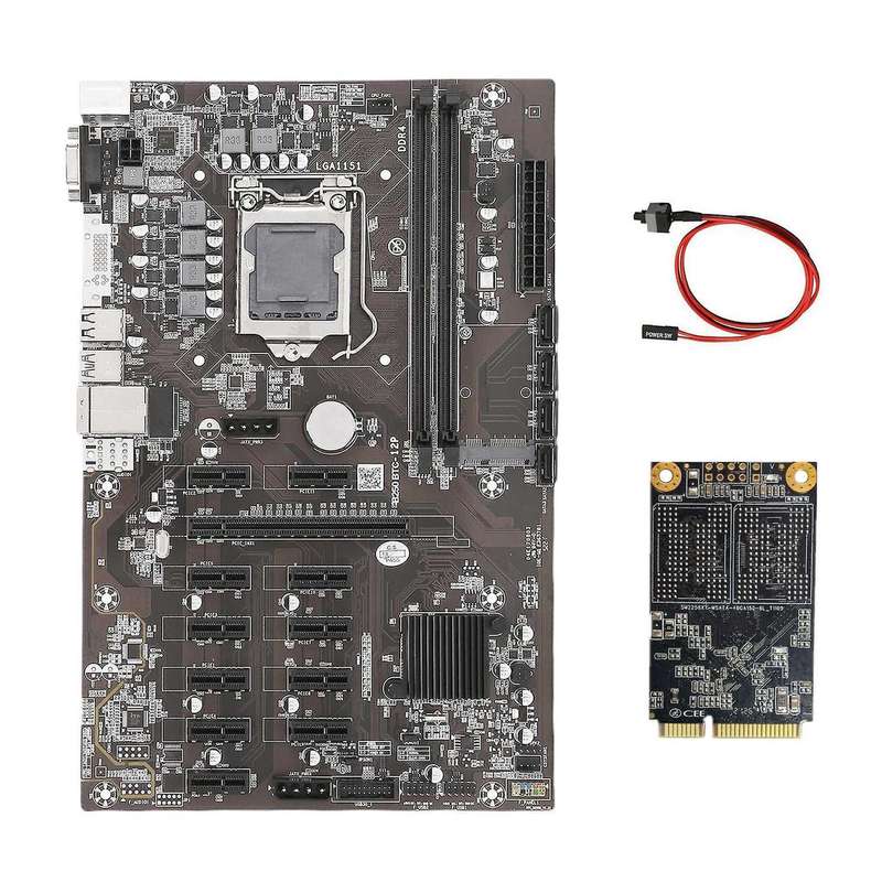 B250b Mining Motherboard+128g Msata Ssd+switch Cable for Btc Miner