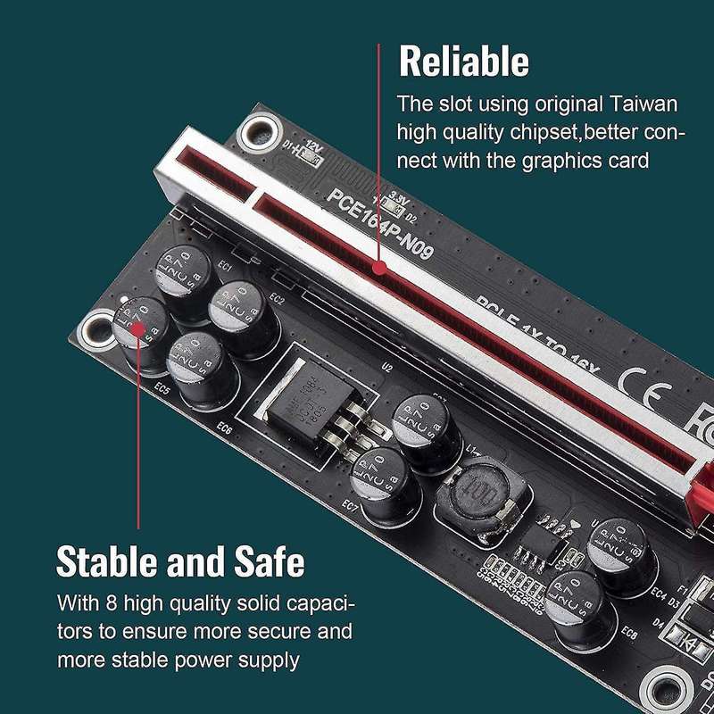 Pcie Riser 009s Plus Mining Pcie X16 for Mining Video Card - Red Slot