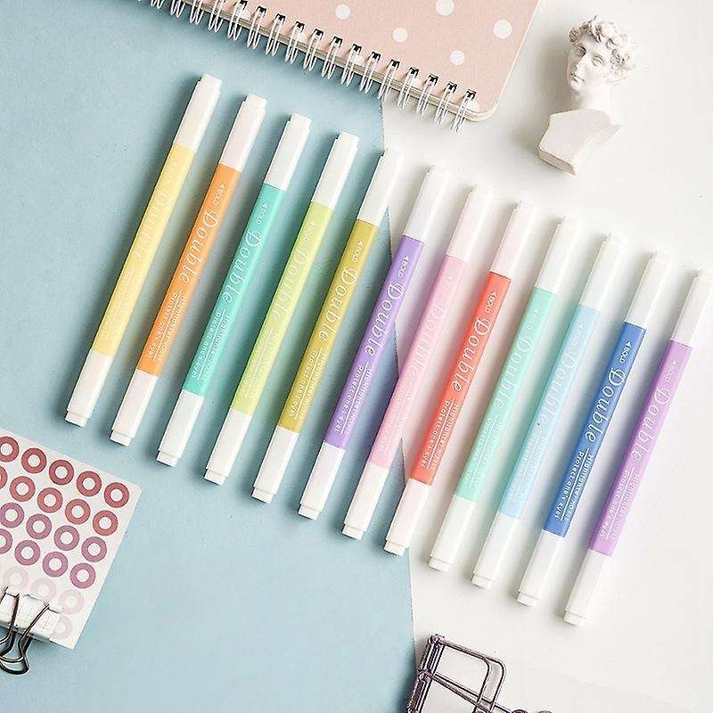Hk 868 Double-ended Painting Round Head Square Color Highlighter Set