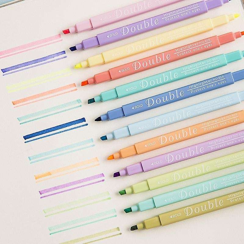 Hk 868 Double-ended Painting Round Head Square Color Highlighter Set