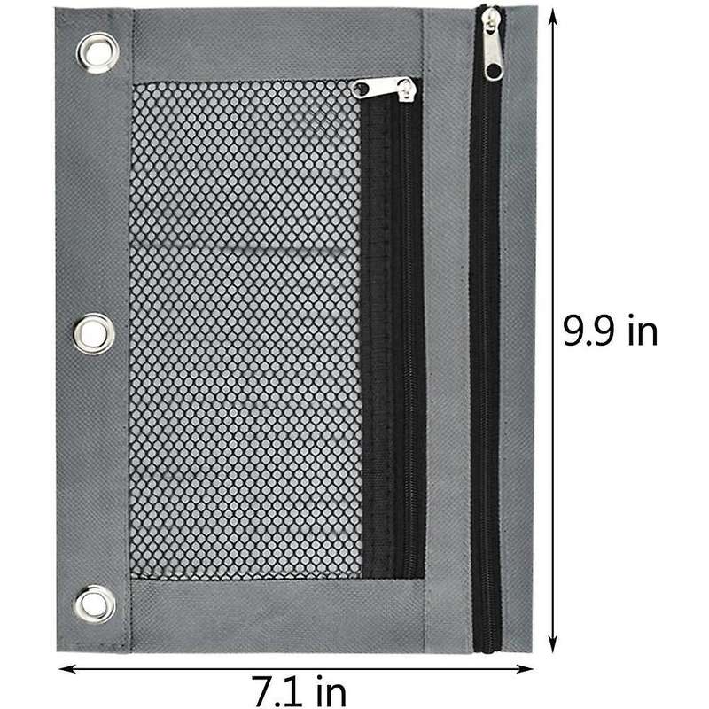 2pcs 3 Ring Binder Pencil Pouches 2 Pocket Pencil Pouches with Zipper