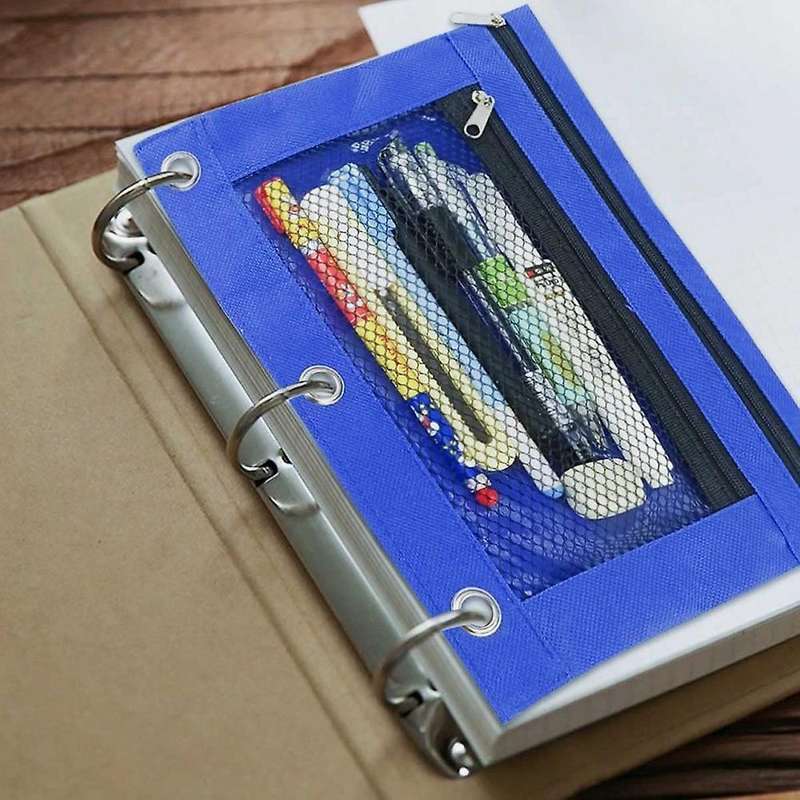2pcs 3 Ring Binder Pencil Pouches 2 Pocket Pencil Pouches with Zipper