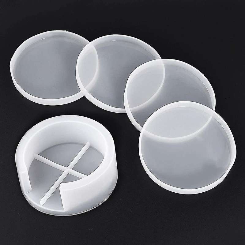 4pcs Resin Coaster Mold with Coaster Storage Mold for Resin Casting
