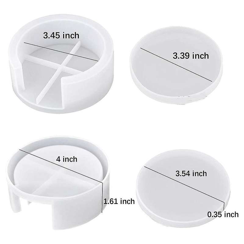 4pcs Resin Coaster Mold with Coaster Storage Mold for Resin Casting