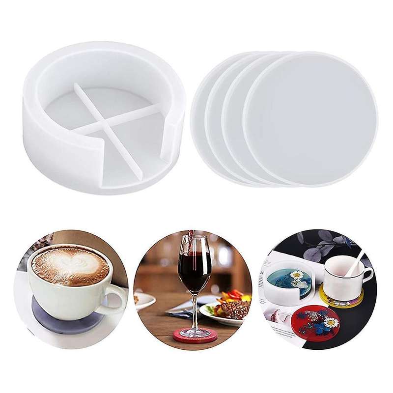 4pcs Resin Coaster Mold with Coaster Storage Mold for Resin Casting