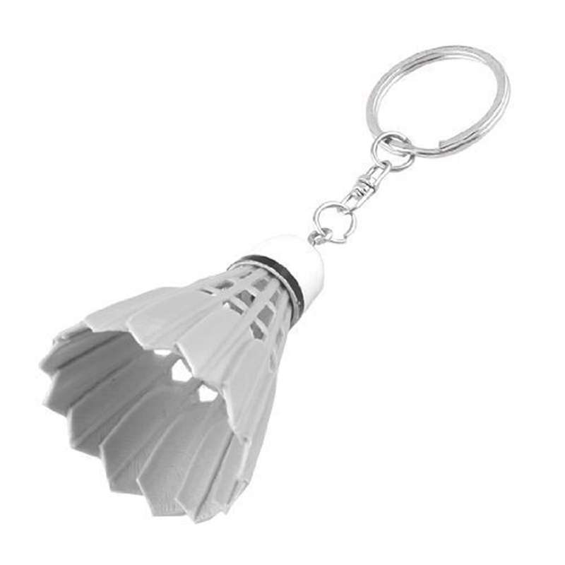 2x Keychain Handtasche Split Ring Kunststoff Badminton Keyring Weiss