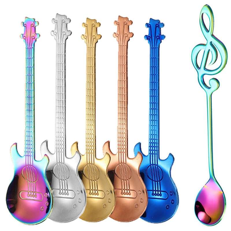 Guitar Spoon, Music Note Spoon for Stirring Mixing Sugar Dessert