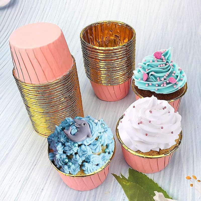 Foil Cupcake Baking Cups,cupcake Liners Ramekin Cup,for Parties Pink