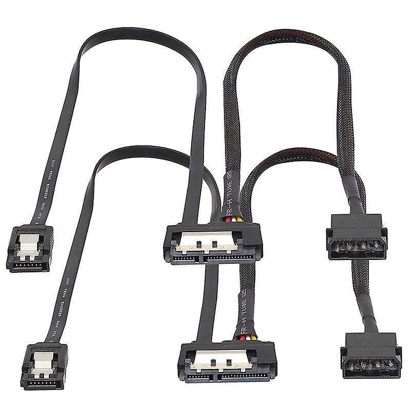 2 Pcs Sata 6g Data Cable, Sata Power 2-in-1 Extension Cord,lp4 Ide