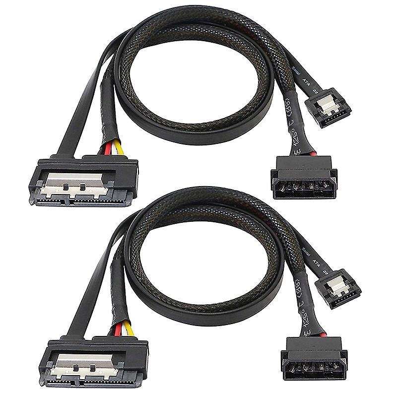 2 Pcs Sata 6g Data Cable, Sata Power 2-in-1 Extension Cord,lp4 Ide