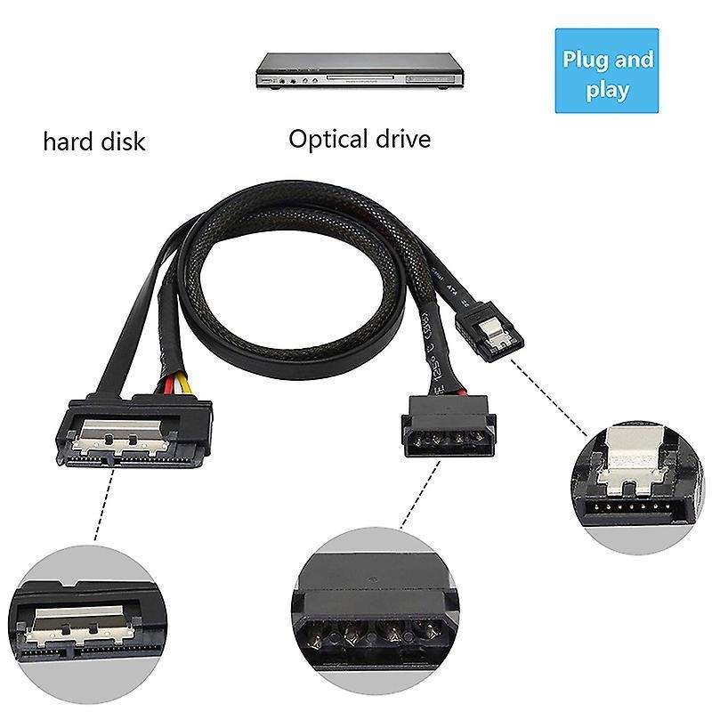 2 Pcs Sata 6g Data Cable, Sata Power 2-in-1 Extension Cord,lp4 Ide