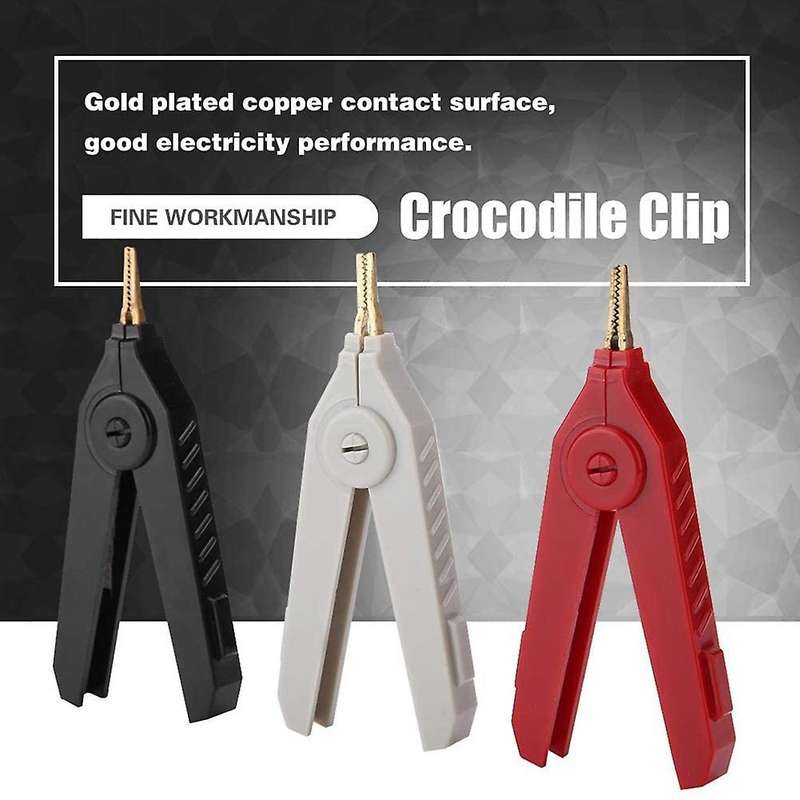 3pcs Lcr Kelvin Test Clip 20a Gold Plating Copper Alligator Clamps
