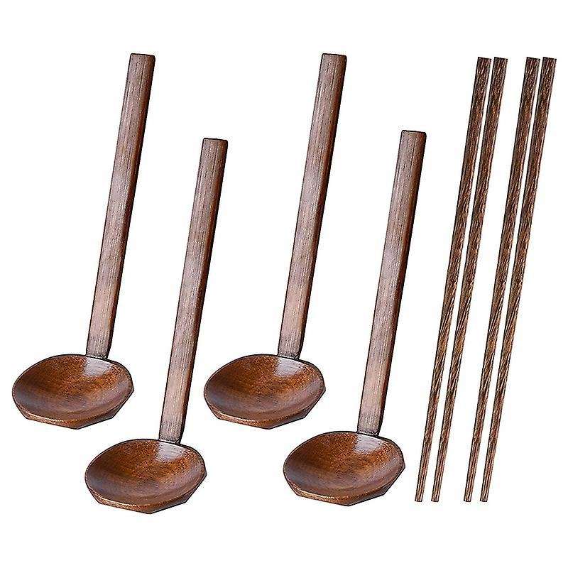 4 Pieces Japanese Long Handle Large Spoon Ramen Spoon