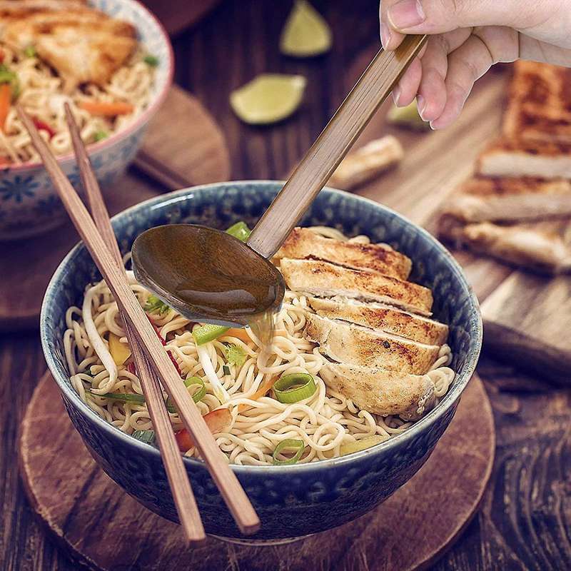 4 Pieces Japanese Long Handle Large Spoon Ramen Spoon