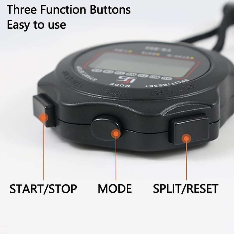 Sports Stopwatch with Clock Calendar, Shockproof Stopwatch,red