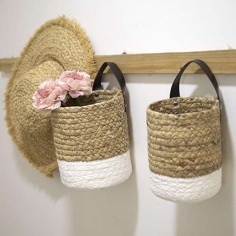 Woven Hanging Basket Baskets for Planters Wall Decor Wall-mounted S