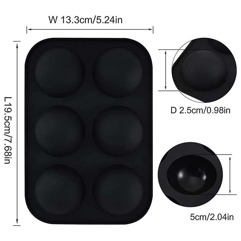Silicone Mold for Hot Chocolate Bomb 3 Pack 6-cavity Semi Sphere Mold