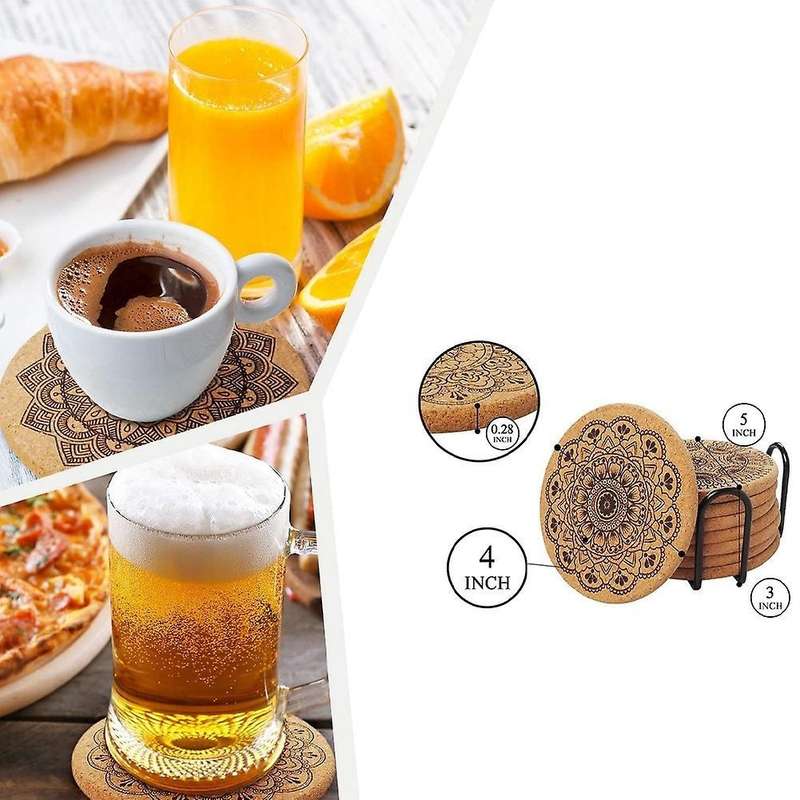 Extra Thick Cork Coasters with Holder,farmhouse Coasters for Coffee