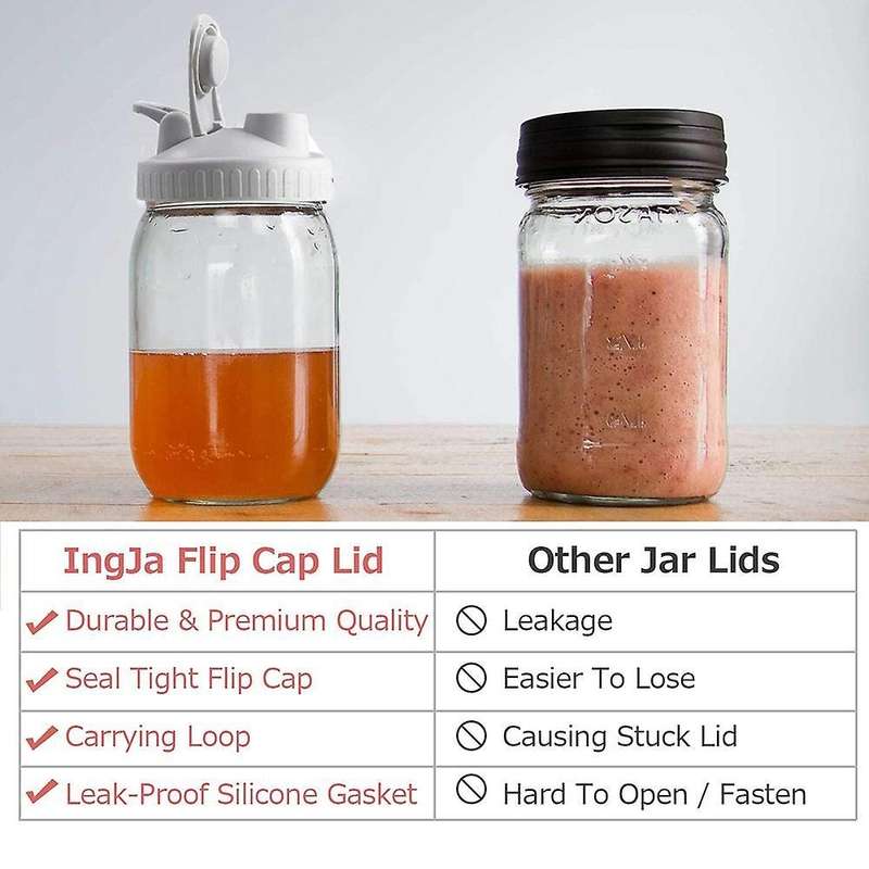 3 Pcs Leak-proof Flip-top Lid for Wide Mouth Mason Jar (without Jar )