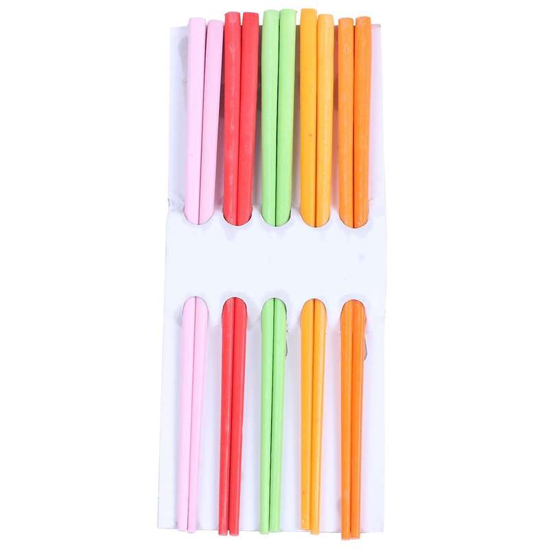 5 Pairs Assorted Color Plastic Chinese Chopsticks 8.7" Long