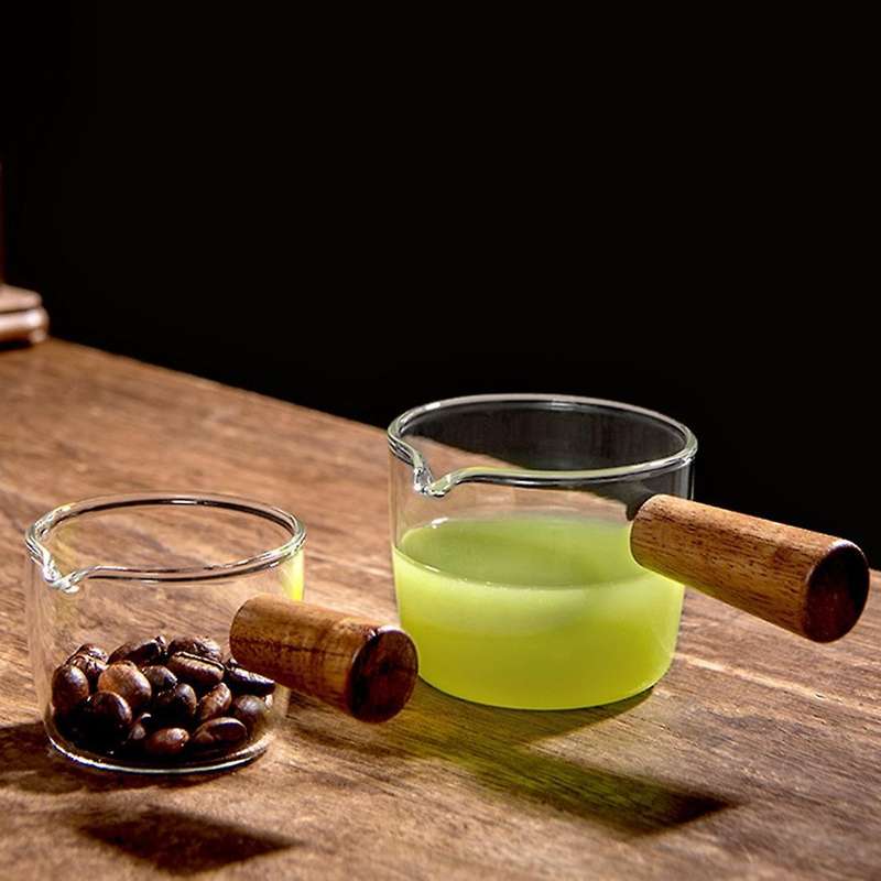 Mini Wooden Handle Small Milk Cup Espresso Coffee Extraction Cup 50ml