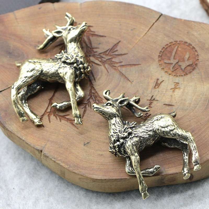 2pc Bronze Deer Statue Mini Bronze Statue Miniature Accessories