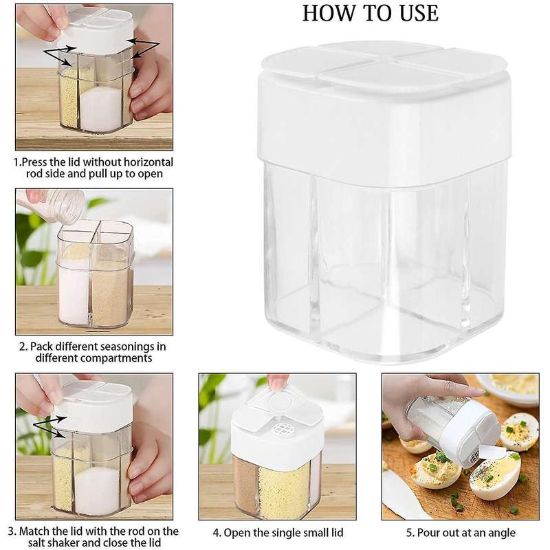 Spice Container,4grid Seasoning Shaker Can Filter,kitchen Picnics