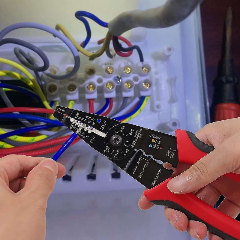 8 Inch Wire Stripper Crimper Cutter 10-22 Awg Multi-function Tool Kit
