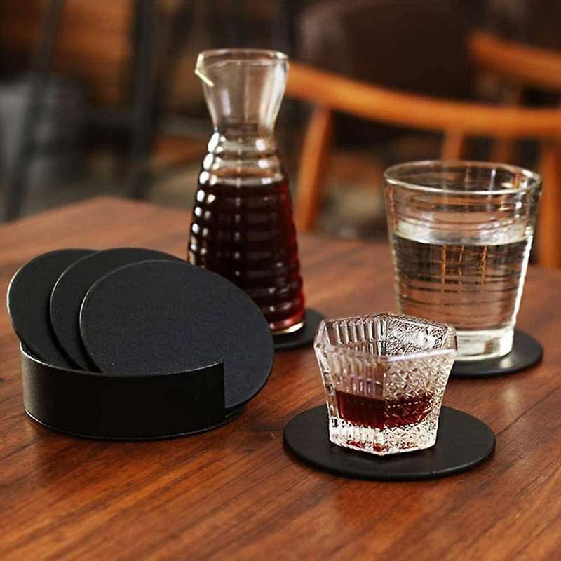 6pcs Pu Leather Marble Coaster Drink Coffee Cup Mat Round -3