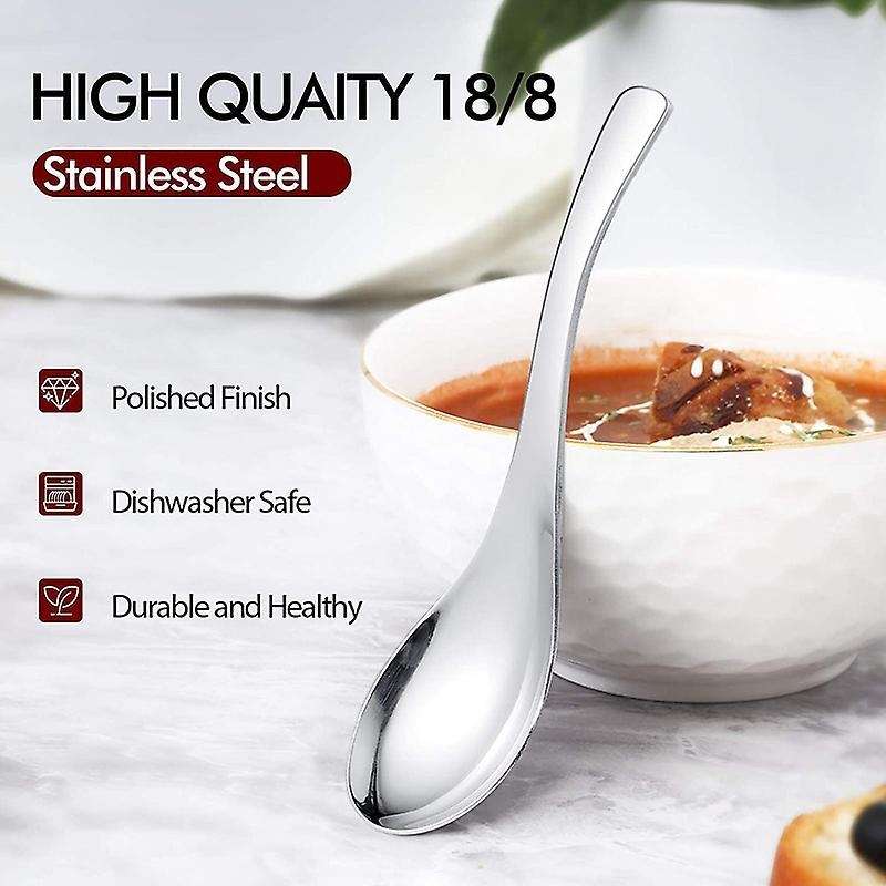 8 Pack Soup Spoons, Stainless Steel Soup Spoons, Thick Heavy-weight