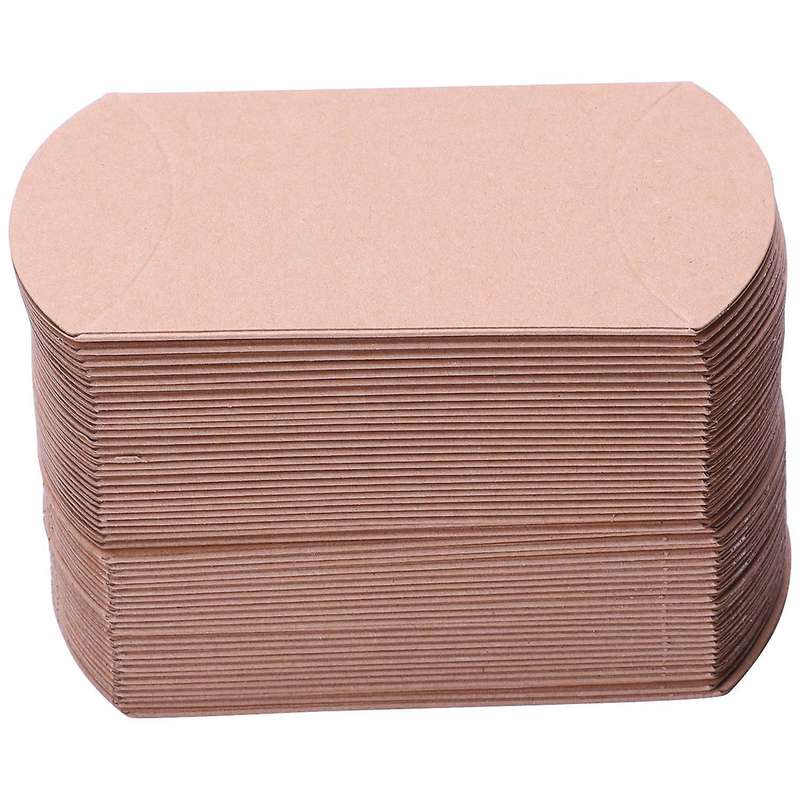 52x Wedding Favor Box Paper Pillow Party Cake Candy Bag Brown