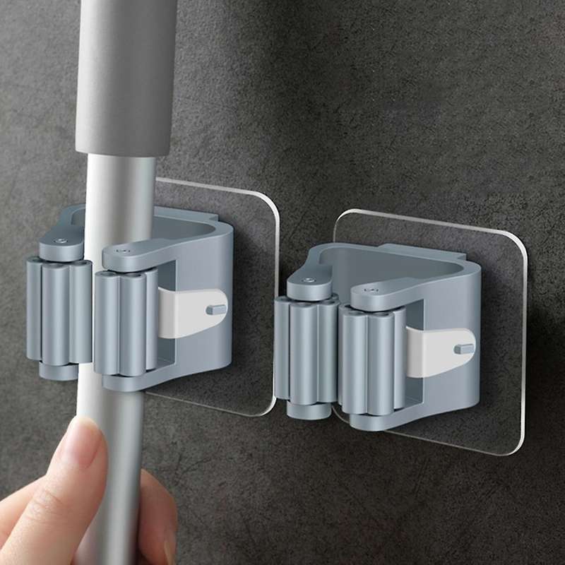 Household Storage Rack Bathroom Suction Pipe Hook Mop Rack Gray