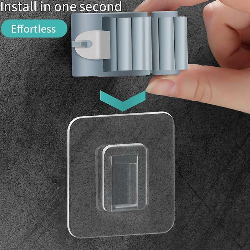 Household Storage Rack Bathroom Suction Pipe Hook Mop Rack Gray