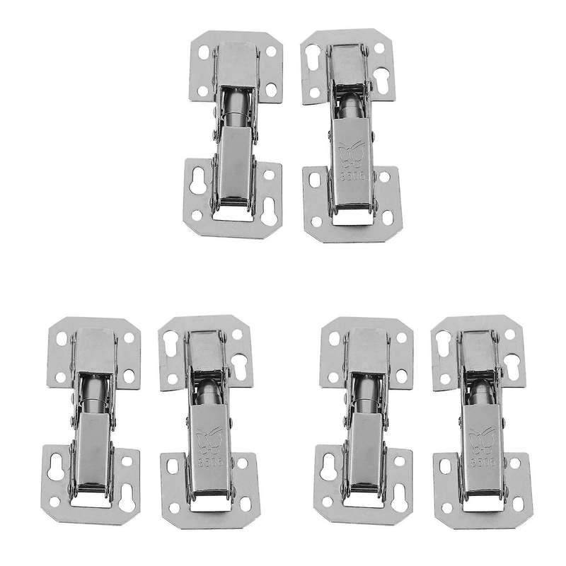 6pcs Kitchen Cupboard Cabinet Wardrobe 90degree Door Hinges & Screws