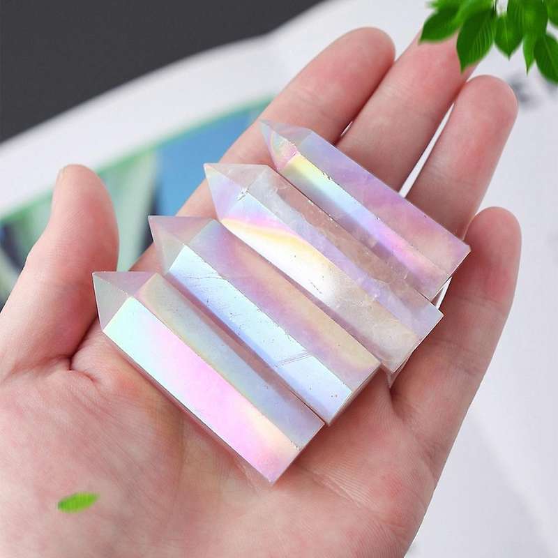 Natural Aura Rose Quartz Crystal Point Wand Healing Stone 7-8cm