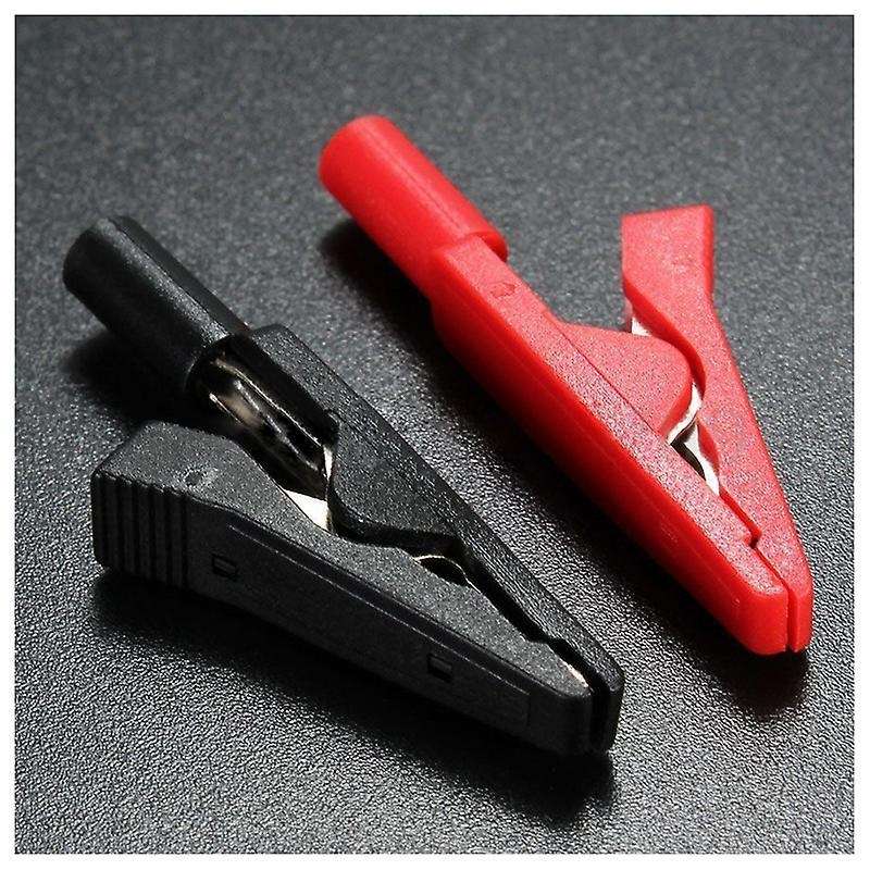 2x Insulated Alligator Clip Connector Clamp Testing Probe Red+black